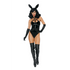 Dreamgirl Bad Bunny kostuum zwart maat S, frontaanzicht met bunny oren, body en hoge laarzen