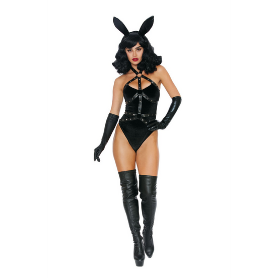 Dreamgirl Bad Girl Bunny Kostuum met accessoires | Maat XL Zwart