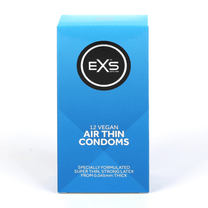 EXS Air Thin condooms in blauw doosje, frontaal packshot op witte achtergrond met helder merklogo
