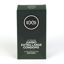 EXS Jumbo condooms 12 stuks in donkergroene verpakking, staand productbeeld op een witte achtergrond