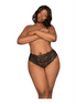 Dreamgirl zwarte kanten open kruis tanga lingerie maat 3X gedragen op model vooraanzicht
