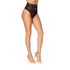 Model draagt Dreamgirl hooggetailleerde kantpanty zwart, maat S, vooraanzicht met hoge taille en kanten afwerking.