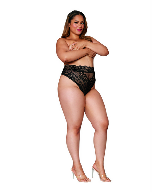 Dreamgirl Hoge Taille Kanten Slip in maat 2X | Zwart