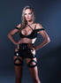 Allure Trust Me frontaal, beha met gekruiste halsbandjes en vinyl rok met hoge taille