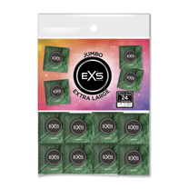 EXS Jumbo condooms maat 69 24 stuks, assortimentverpakking met groene folievarianten