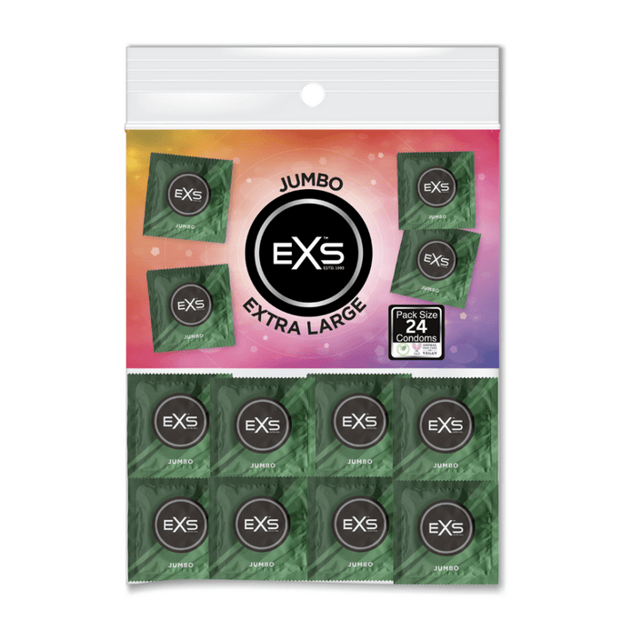 EXS Jumbo condooms maat 69 24 stuks, assortimentverpakking met groene folievarianten