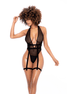 Mapalé Sheer Bodysuit met Garters in maat S/M Zwart