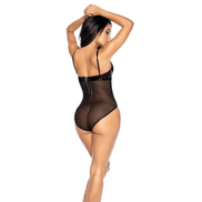 Mapalé Wetlook Bodysuit met Mesh en Beugelcups in maat M Zwart