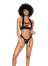 Mapalé Wetlook Set with Lace-up and Thong in size S/M Black
