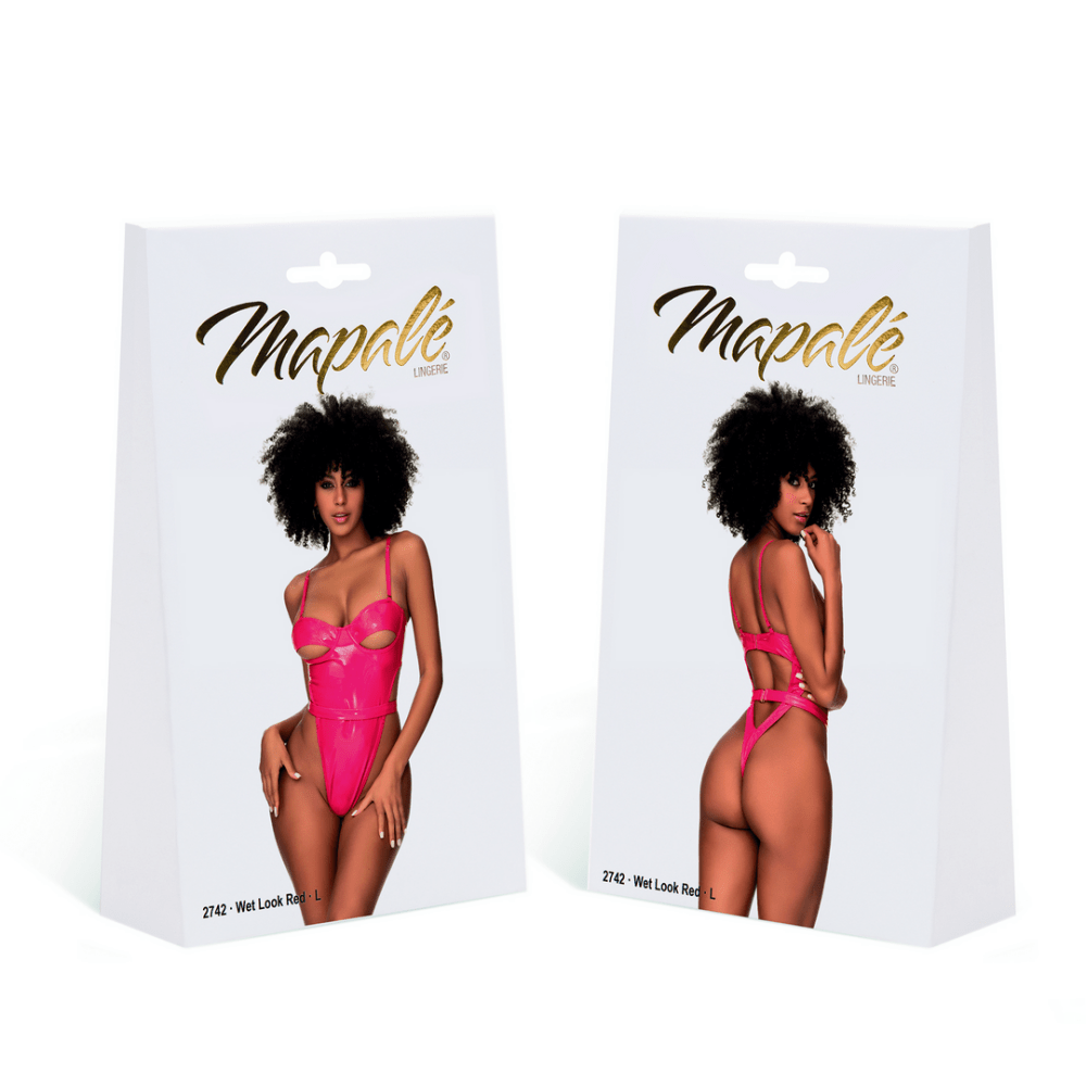 Mapalé Teddy mit Wetlook in rotem Vinyl Größe L | Sexy Body