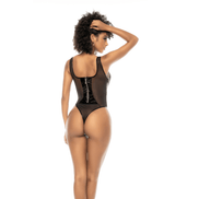 Mapalé Wetlook Bodysuit met Tule en Beugel in maat S Zwart