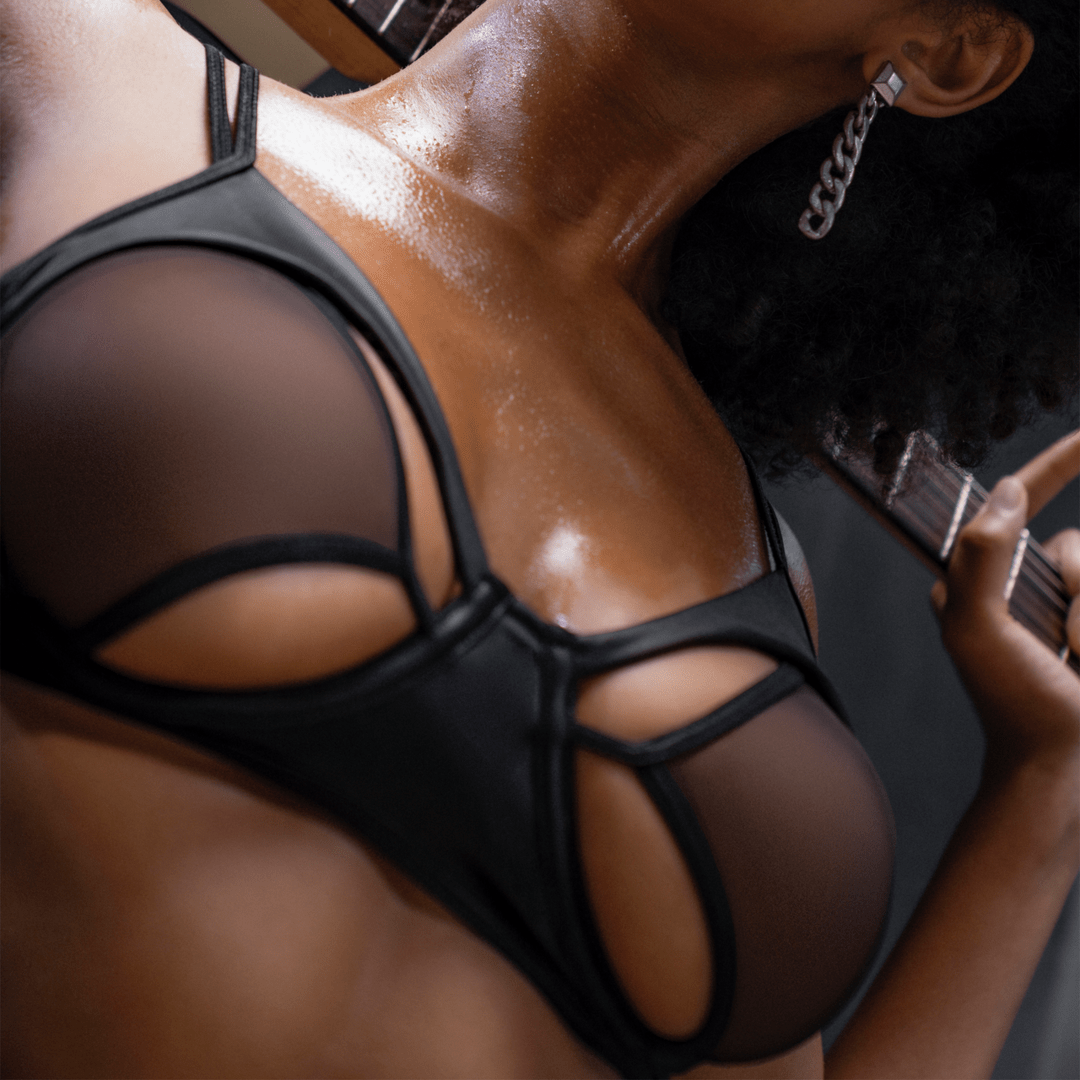 Mapale Rock Star - Twee-delige Set - Maat L/XL - Nat Look Zwart onderkant borsten 