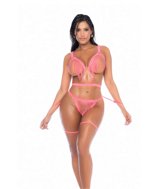 Mapale Drie-delige lingerie set - L/XL - Nat uiterlijk Roze. armen open
