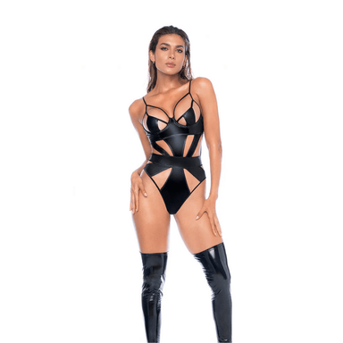 Mapale Bodysuit - M - Glanzend Zwart voorkant 