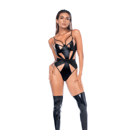voorkant  Bodysuit XL Glanzend Zwart Mapale
