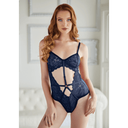 Allure Lace & Mesh Teddy in maat L/XL | Blauw