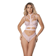 Allure Ik ben jouw Venus Lace Teddy met Verstelbare Bandjes in maat S Roze