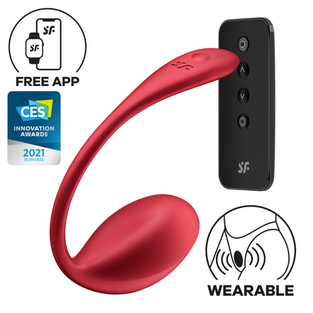 Shiny Petal Connect App - Wearable Couple Vibrator - Red