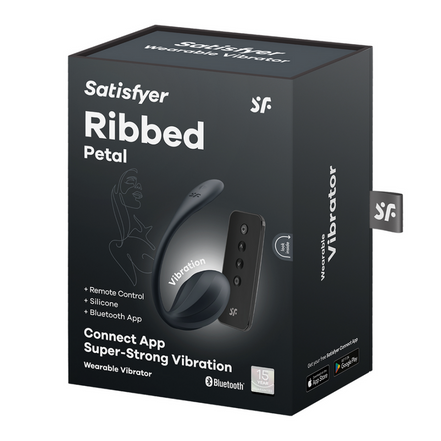 Ribbed Petal Connect App - Tragbarer Paarvibrator - Schwarz