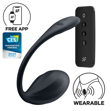Ribbed Petal Connect App - Tragbarer Paarvibrator - Schwarz
