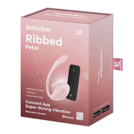 Ribbed Petal Connect App – Tragbarer Paarvibrator – Rose