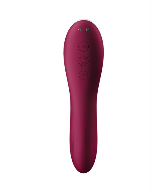 Dual Crush - Insertable Double Air Pulse Vibrator - Wine Red