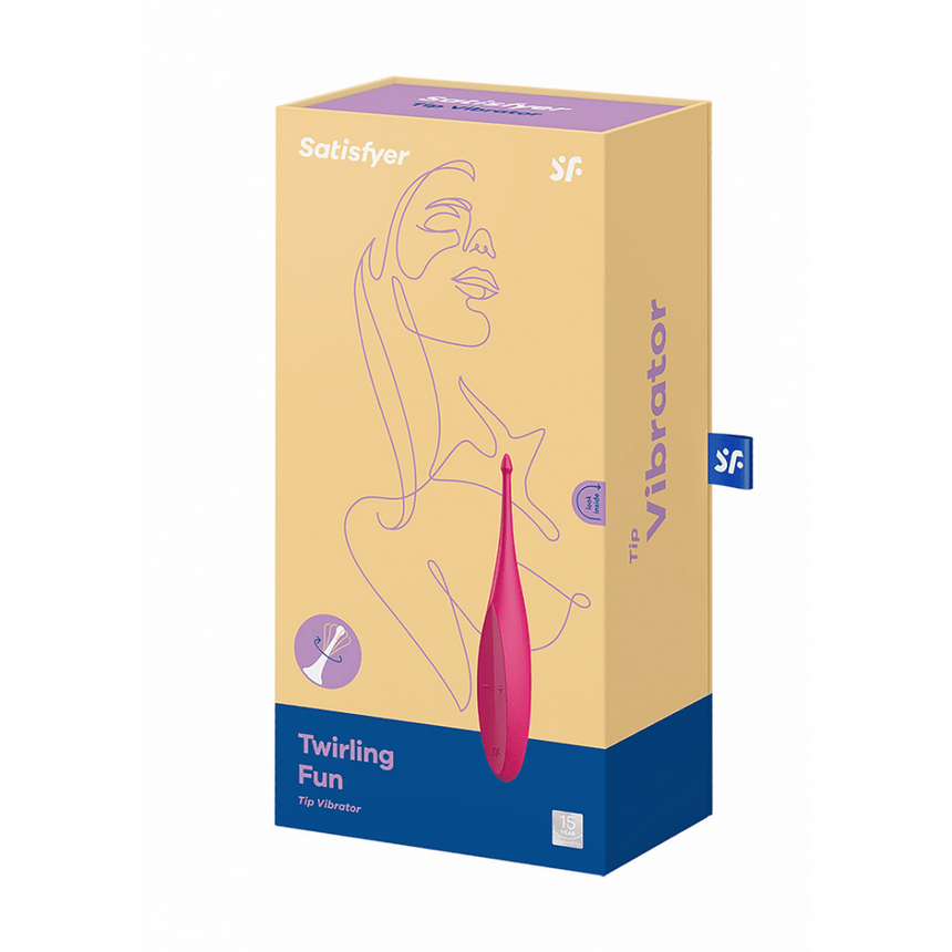 Satisfyer Curvy Trinity 4 clitoris stimulator met verpakking, felroze product naast doos op witte studioachtergrond