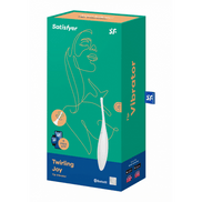 Verpakking van Satisfyer Twirling Joy tip vibrator wit, doosfoto met productafbeelding, retail packaging