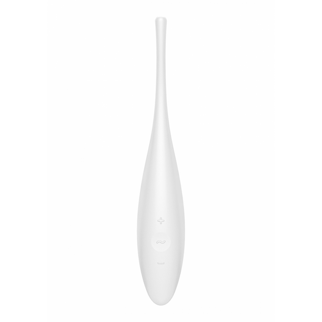 Satisfyer Twirling Joy tip vibrator wit, slank ontwerp voor gerichte stimulatie, productfoto op witte achtergrond
