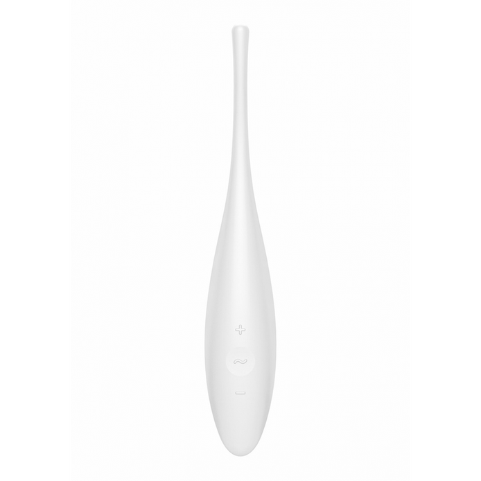 Satisfyer Twirling Joy tip vibrator wit, slank ontwerp voor gerichte stimulatie, productfoto op witte achtergrond