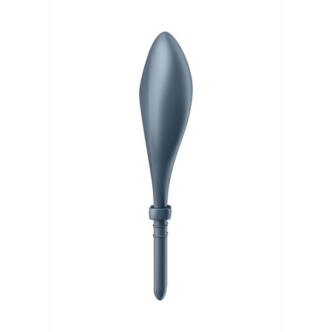 Satisfyer Bullseye cockring donkerblauw one size, zijaanzicht met slanke vorm, ovale ring en verstelbare bandjes