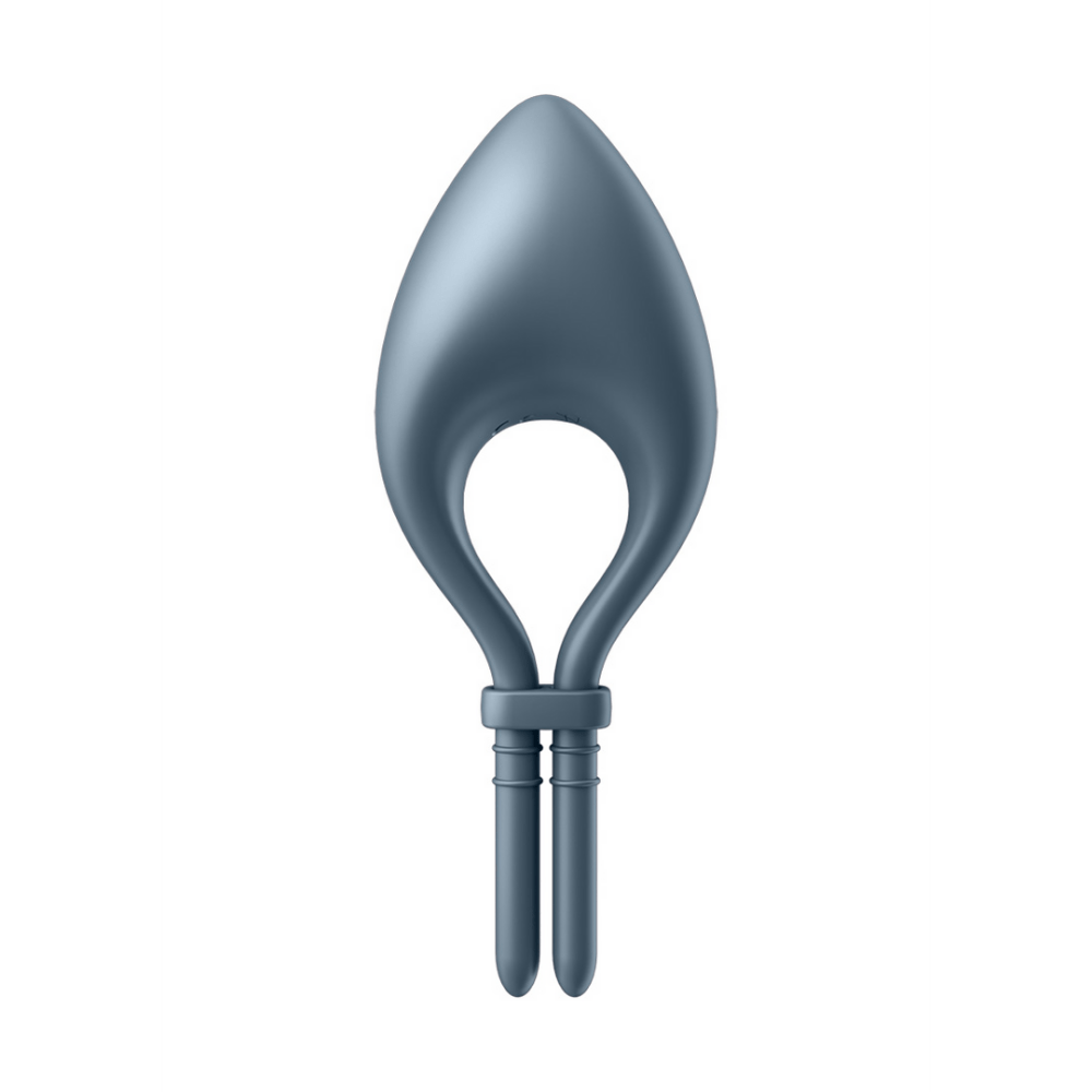 Satisfyer Bullseye cockring donkerblauw one size, vooraanzicht met verstelbare bandjes en gladde siliconen afwerking