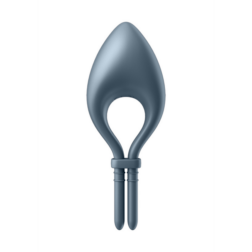 Satisfyer Bullseye cockring donkerblauw one size, vooraanzicht met verstelbare bandjes en gladde siliconen afwerking
