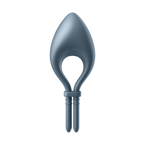 Satisfyer Bullseye cockring donkerblauw one size, vooraanzicht met verstelbare bandjes en gladde siliconen afwerking