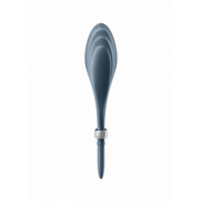 Satisfyer Duelist verstelbare cockring donkerblauw, zijaanzicht, smalle band met verstelclip, compact design