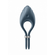 Satisfyer Duelist verstelbare cockring donkerblauw, vooraanzicht, open ring met verstelbare sluiting en gladde afwerking