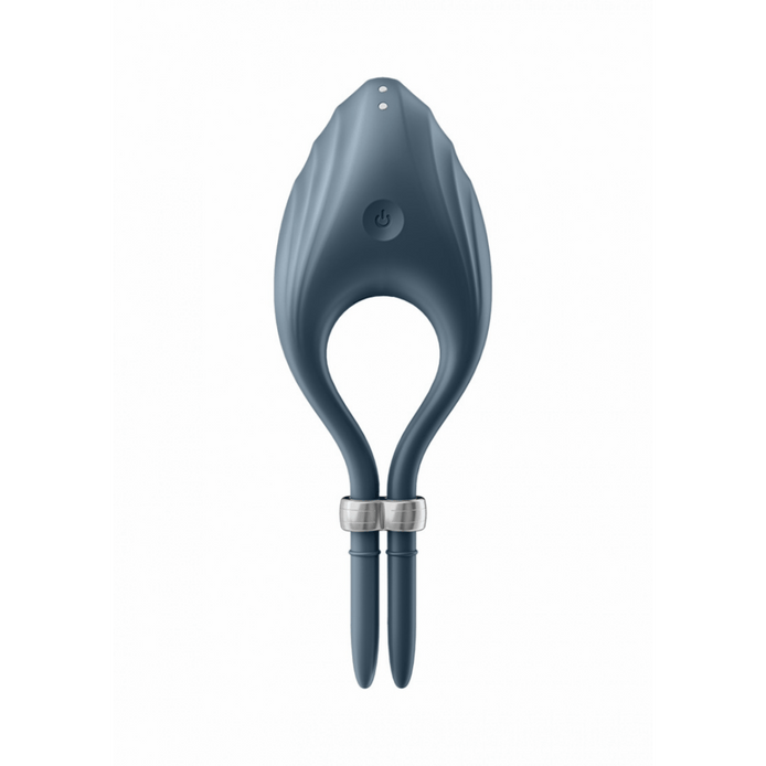 Satisfyer Duelist verstelbare cockring donkerblauw, vooraanzicht, open ring met verstelbare sluiting en gladde afwerking