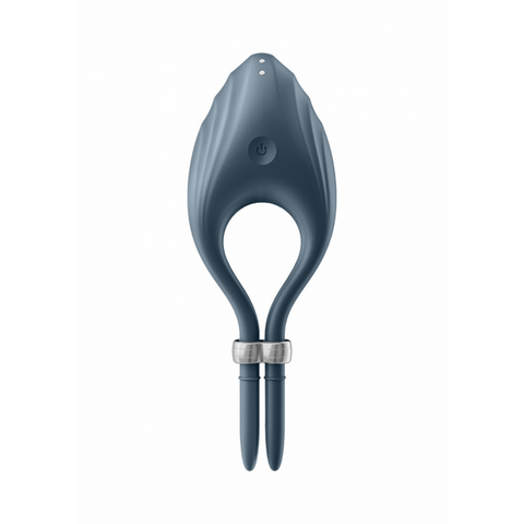 Satisfyer Duelist verstelbare cockring donkerblauw, vooraanzicht, open ring met verstelbare sluiting en gladde afwerking