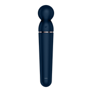 Satisfyer Planet Wand er wand vibrator blauw roségoud, achteraanzicht, knop en gladde steel