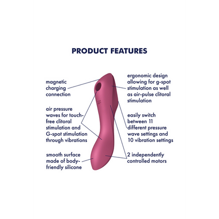 Curvy Trinity 3 – Einführbarer Air Pulse Vibrator – Rot | Befriediger