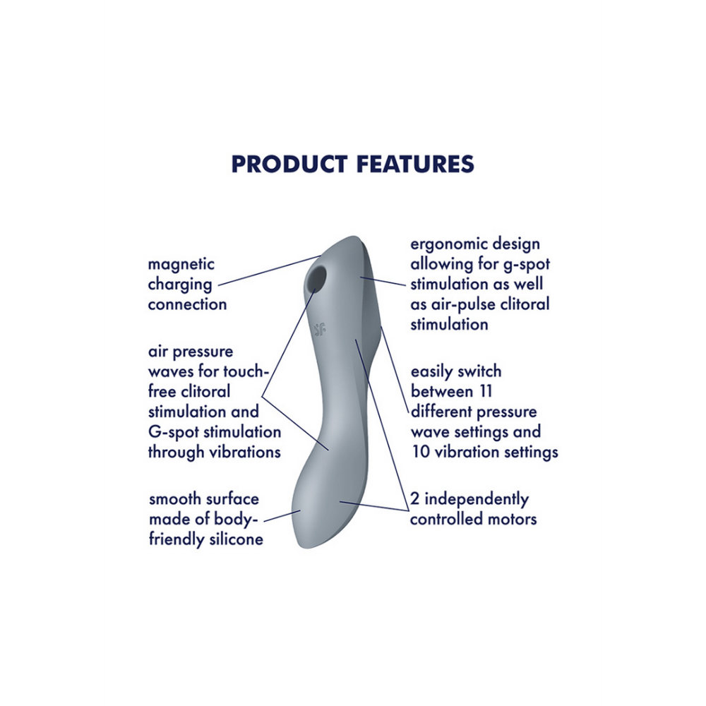 Curvy Trinity 3 - Insertable Air Pulse Vibrator - Bluegrey | Satisfyer