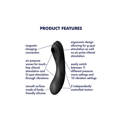 Curvy Trinity 4 - Insertable Air Pulse Vibrator - Black | Satisfyer