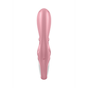 Satisfyer Hug Me Duo vibrator roze, vooraanzicht, rechte pose met taps toelopende greep en afgeronde kop