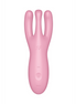Satisfyer Threesome 1 lay-on clitoris stimulator in roze, frontaal op witte achtergrond met drie smalle uiteinden bovenaan
