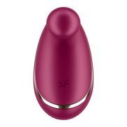 Satisfyer Spot On 1 oplegvibrator in bessentint, frontaal gefotografeerd op witte achtergrond met glanzende ovale vorm