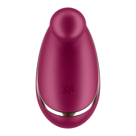 Satisfyer Spot On 1 oplegvibrator in bessentint, frontaal gefotografeerd op witte achtergrond met glanzende ovale vorm