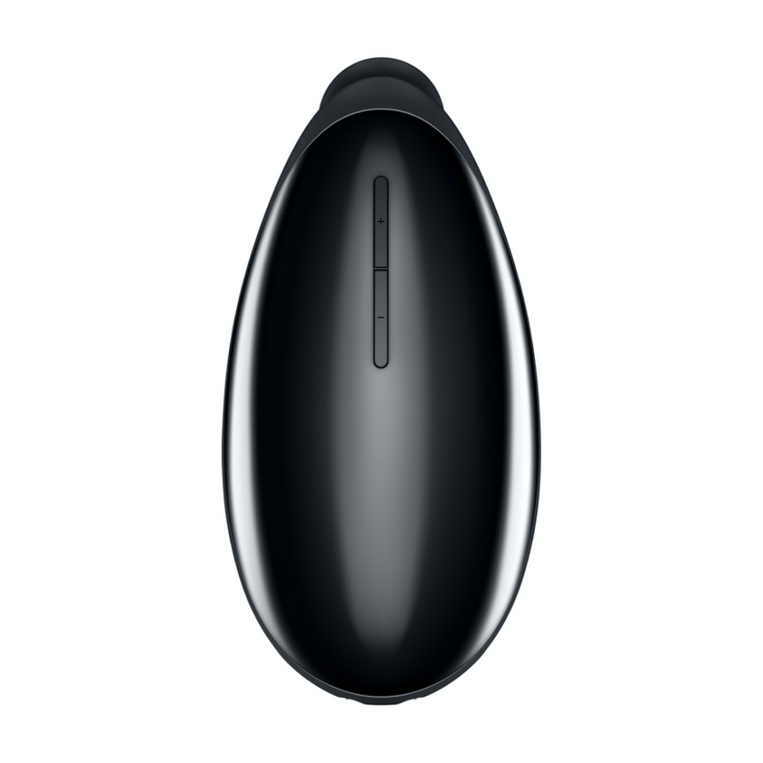 Satisfyer Spot On 2 oplegvibrator zwart, vooraanzicht met ovale vorm, centrale naadlijn en afgeronde bovenkant