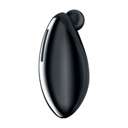 Satisfyer Spot On 2 oplegvibrator zwart, schuin vooraanzicht met afgeronde kop en glanzende siliconen behuizing