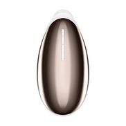 Satisfyer Spot On 2 oplegvibrator wit, vooraanzicht, ovaal design met metallic middenstrook, studio achtergrond