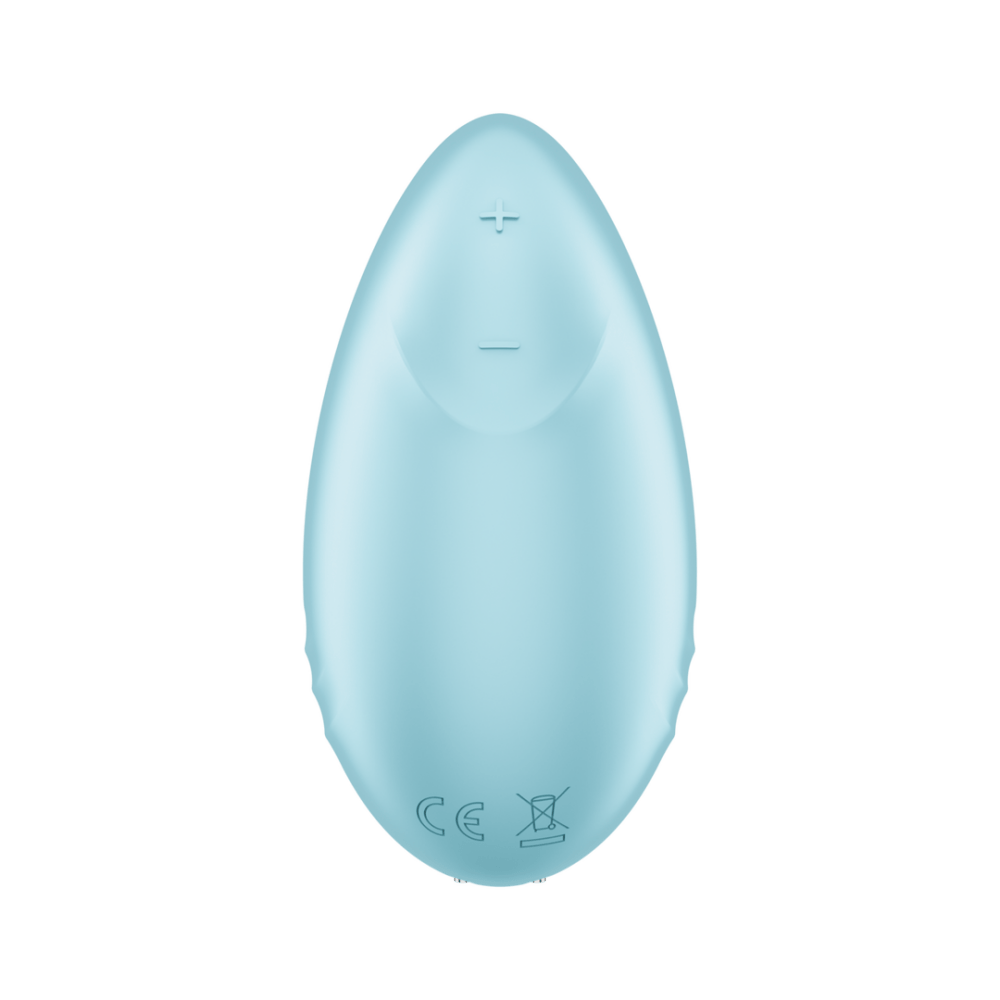 Satisfyer Tropical Tip oplegvibrator lichtblauw one size, voorzijde met ribbelstructuur op de tip en gladde behuizing
